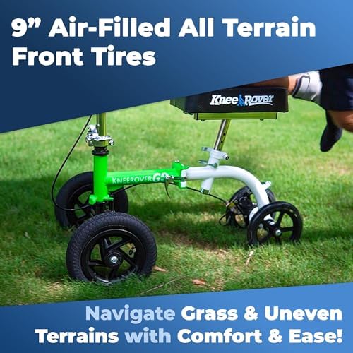KneeRover GO Hybrid Knee Scooter for Adults, Green | Most Compact, All Terrain, Heavy Duty, For Foot Surgery & Broken Ankle Injuries