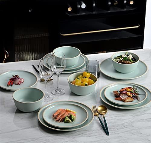 Melamine Dinnerware Sets, Plates and Bowls Sets 12 Pcs, Melamine Plates, Dish Set for 4, Unbreakable Dinnerware Set for Party, BPA Free
