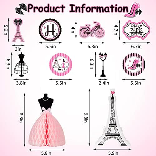 Outus Paris Birthday Party Decorations Set, Eiffel Tower Themed Decoration for Oh La La Baby Shower