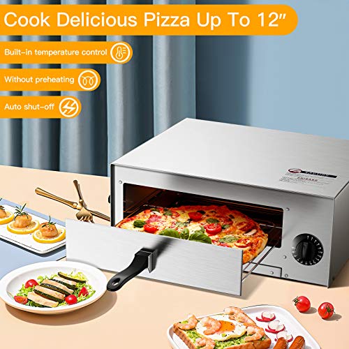 Costway Electric Oven, Stainless Steel Baker with Auto Shut-Off, Handle, Removable Tray, Countertop Pizza Maker for Kitchen & Commercial Use