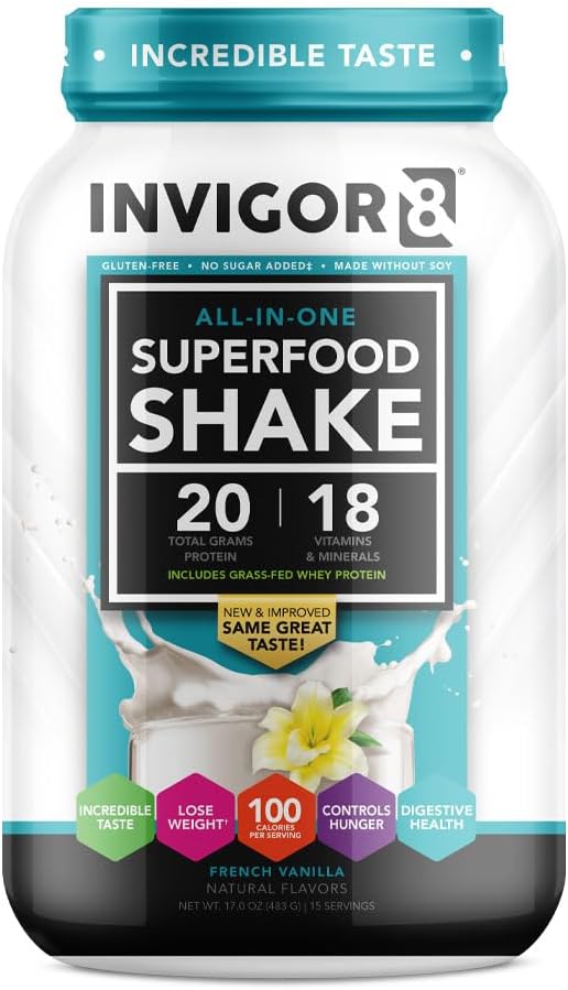 Superfood Grass Fed Whey Protein Isolate Shake Chocolate Brownie Gluten-Free and Non GMO Meal Replacement with Probiotics and Omega 3 (645g)