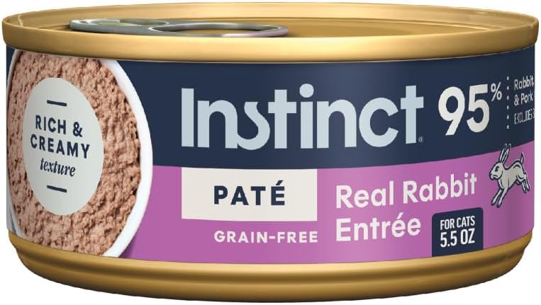 Instinct Original Grain Free Real Rabbit Recipe Natural Wet Canned Cat Food, 3 oz. Cans (Case of 24) | Rich & creamy pate texture, high protein, real rabbit, whole-food ingredients, grain-free, hydration support
