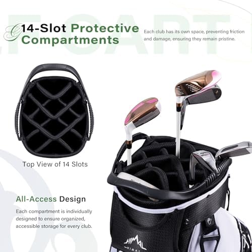 Golf Cart Bag, 14-Way Divider Top, Large Storage | Umbrella Holder,Handles
