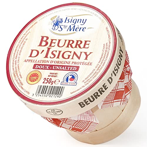 Isigny French Normandy Unsalted Butter Basket – 8.8 oz / 250 g (Pack of 6) - Grass Fed European Butter