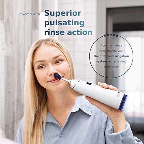 SinuPulse Traveler with 30 Sinuair Packets - Cordless Pulsating Nasal Irrigation Sinus Rinse System, Space Saving Cleaner & Relief Machine for Travel