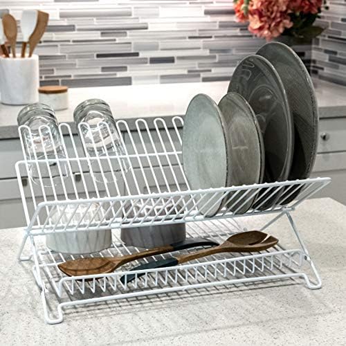 Better Houseware Large Folding Dish Drying Rack Space-Saving Dish Rack for Kitchen Counter Versatile Dish Racks Folding Design for Extra Drying Space