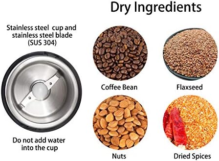 DR MILLS DM-7445 Coffee Grinder Electric,Spice and Herb Grinder, Blade & Cup Made with SUS304 Stainless Steel Food Grinders Electric