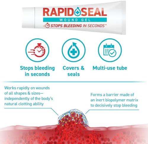 Rapid-Seal Hemostatic Wound Gel, 2 Tube, Stops Bleeding in Seconds