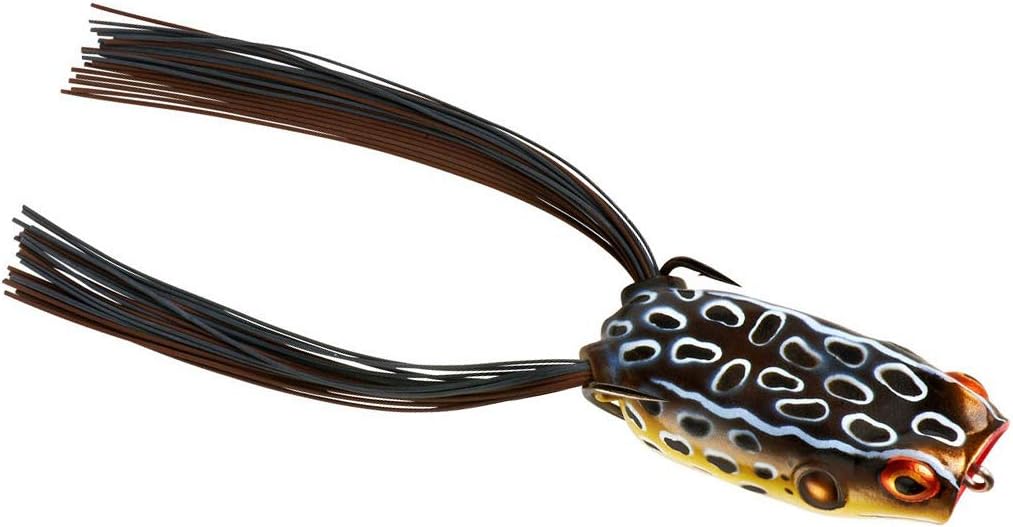 BOOYAH Poppin' Pad Crasher Topwater Bass Fishing Hollow Body Frog Lure with Weedless Hooks