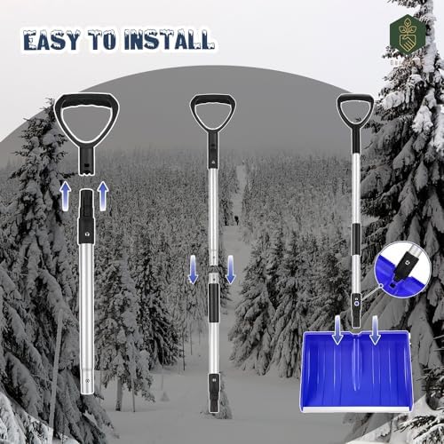 GardenPal Snow Shovel for Driveway Car Home Garage, PortableSnow Shovel with D-Grip Handle, Collapsible Snow Sand Mud Removal Tool, Large Capacity