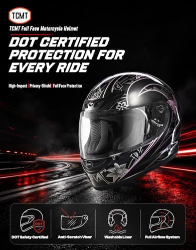 TCMT Full Face Helmet for Adult Men & Women, DOT Approved