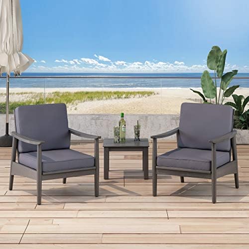 Christopher Knight Home Willowbrook Outdoor Club Chair with Cushion - Acacia Wood - Black (Set of 2)