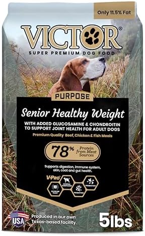 VICTOR Purpose - Senior Healthy Weight Management Dry Dog Food, 15 lb | Super Premium Dog Food, Gluten Free with Glucosamine and Chondroitin, For Hip and Joint Health, Dry Kibble For Adult Dogs
