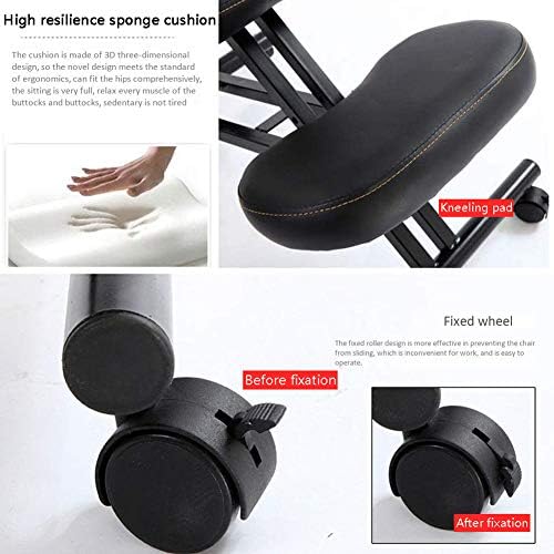 APOE Ergonomic Kneeling Chair with Back Support, Posture Correction Knee Chair for Home Office with Adjustable Height Cushion