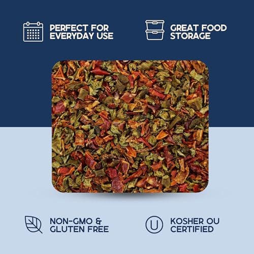 Harmony House Dried Mixed Bell Peppers, Diced – Dehydrated Vegetables for Cooking, Camping, Emergency Supply and More