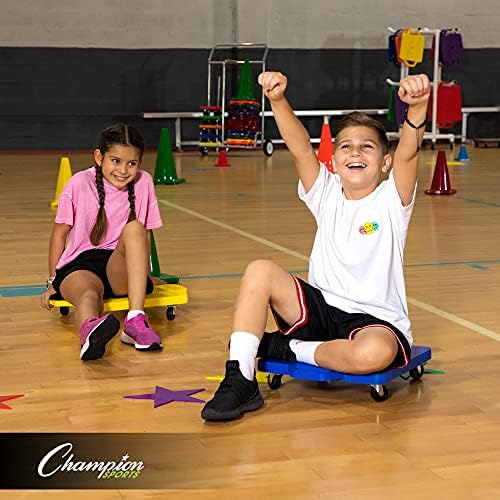 Champion Sports Wood Scooter – 12" or 16" - Durable Wooden Base with Full Perimeter Bumper, Non-Marring Rubber Swivel Casters, Ideal for Active Play & Physical Education