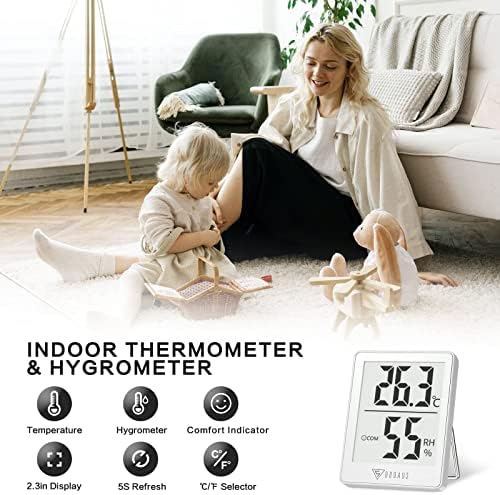 DOQAUS 3 Pack Digital Hygrometer Indoor Thermometer Humidity Monitor Black