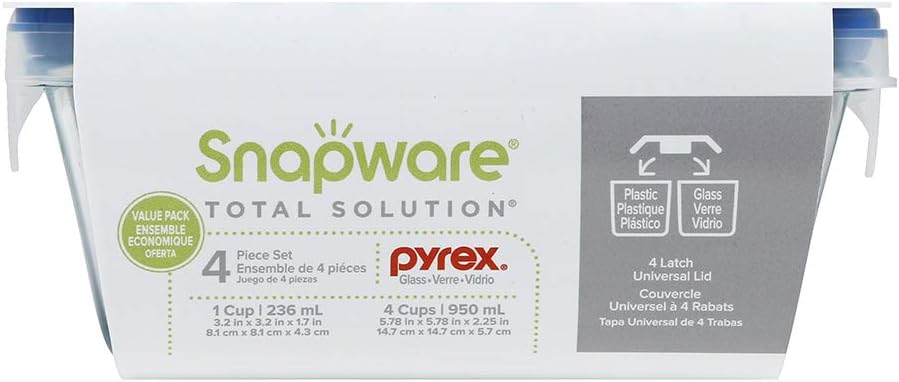 Snapware Glass Total Solutions (12-Pack) Food Storage Containers Set | Airtight & leakproof plastic locking BPA-free lids, freezer, dishwasher, microwave safe