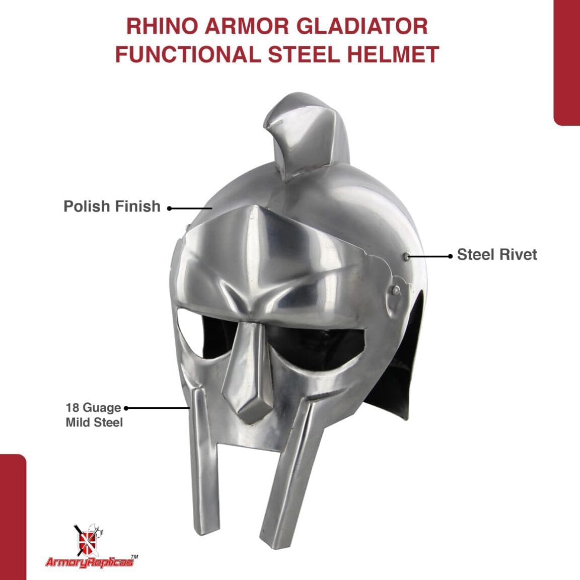 Armory Replicas Maximus Roman Gladiator Blackened 18g Helmet
