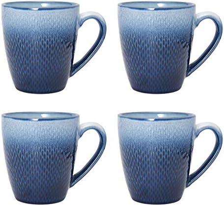 Pfaltzgraff Eclipse Blue 16-Piece Stoneware Dinnerware Set, Service for 4 with Dinner Plates, Salad Plates, Bowls and Mugs