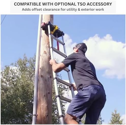 Telesteps 1800EP Pro Series Wide Step Telescoping Extension Ladder – 14.5 ft Height, 18 ft Reach | Type 1A 300 lb Rated
