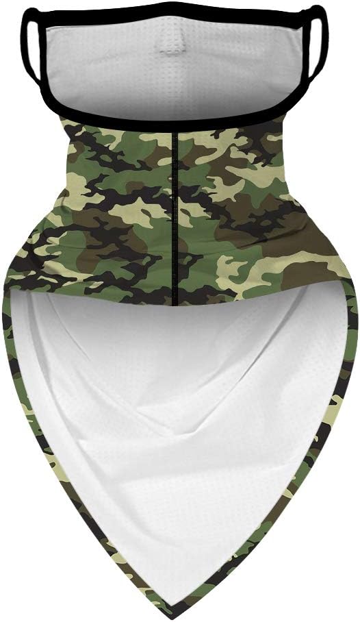 YAYOUREL Neck Gaiter Face Mask Bandanas for Men Women UV Face Scarf Cover Ear Loop Hole Facemask for Fishing Running Cycling