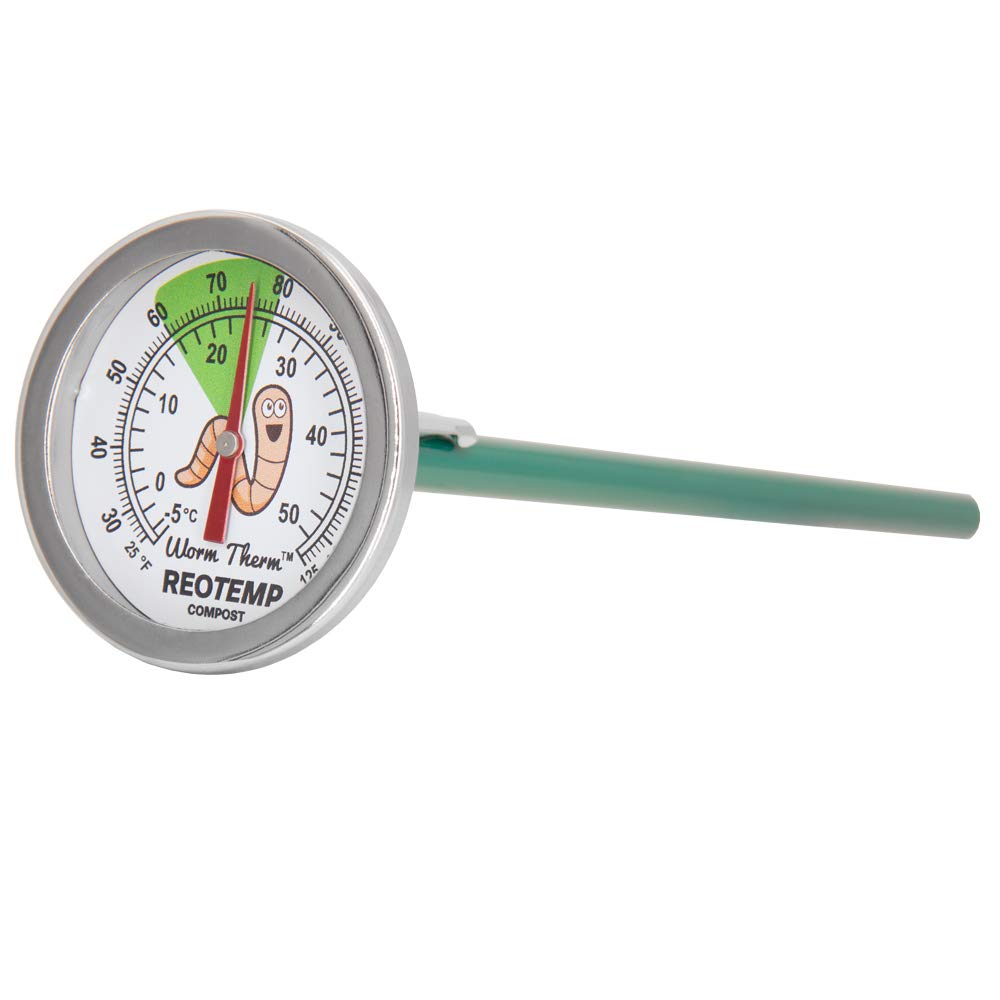 REOTEMP K83W Worm Therm Soil Thermometer with Worm Composting Digital Guide for Red Wiggler Compost Bins