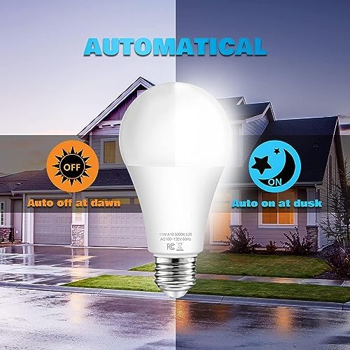 Dusk to Dawn Light Bulbs Outdoor, 11W Automatic On/Off Sensor Light Bulbs