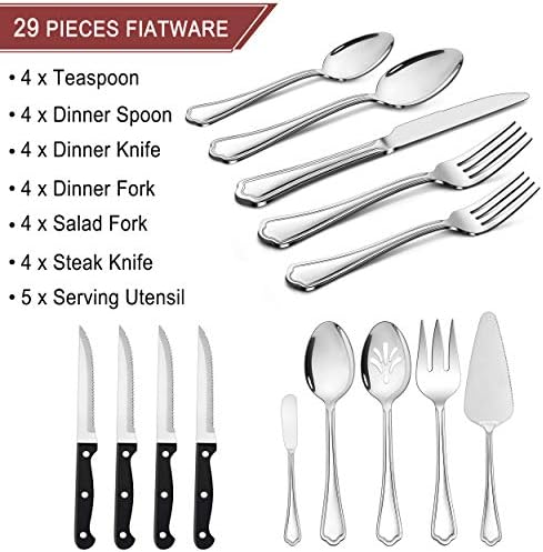 LIANYU 77-Piece Silverware Flatware Set for 12, Stainless Steel Cutlery Set