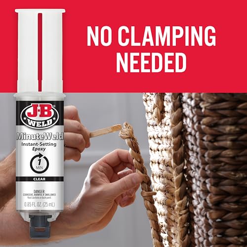 J-B Weld 50101 MinuteWeld Instant-Setting Epoxy Syringe - Clear - 25ml, 0.85 Fl Oz (Pack of 1)
