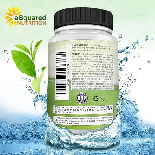 aSquared Nutrition Green Tea Extract with EGCG – 180 Capsules – 500mg per Capsule – 75% Polyphenols, 45% EGCG – Antioxidant Support