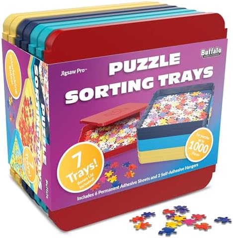 Buffalo Games Puzzle Sorting Trays for Adults, Puzzle Tray Storage, 7 Pc