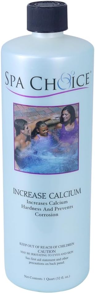 SpaChoice 1-Quart Premium Liquid Calcium Hardness Increaser Hot Tub | Rapidly Increases Calcium Hardness, Concentrated Calcium Chloride, 1 oz per 500 gallons raises hardness 10 ppm, Made in USA