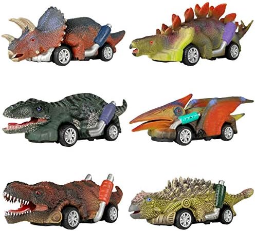 Dinosaur Toy Pull Back Cars, 6 Pack Dino Toys for 3 Year Old Boys Girls and Toddlers, Boy Toys Age 3, 4, 5 and Up, Pull Back Toy Cars