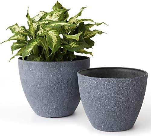 LA JOLIE MUSE Planter Pots, Indoor Outdoor Flower Pot, 8.6+7.5 Inch 2 Pack
