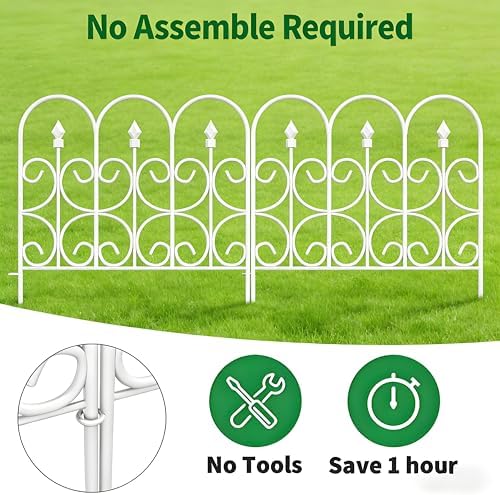 AMAGABELI GARDEN & HOME 5 Panels 32in(H)×10ft(L) Decorative Garden Fences and Borders for Dogs No Dig Rustproof Metal Fence Panels Garden Edging Border Animal Barrier Fencing for Flower Beds Black