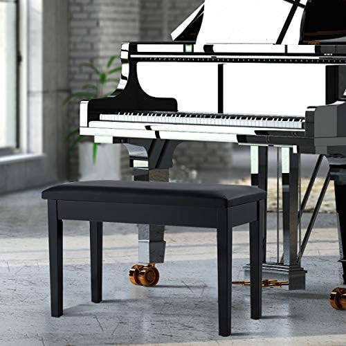 Giantex Piano Bench W/Padded Cushion and Music Storage, Comfortable Double Duet Seat, Wooden Legs, Perfect for Professional Or Home Use PU Leather Piano Stool (Brown)