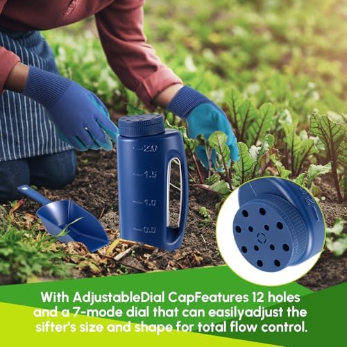 Handheld Spreader Set with Scoop & Gloves for Seed, Salt, De-icer,Green