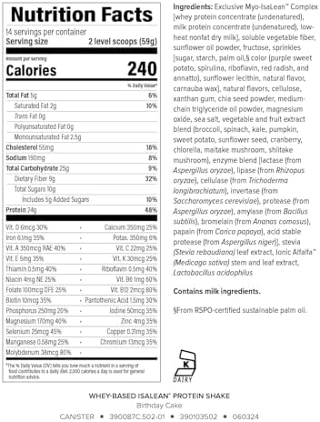 IsaLean Protein Shake - Complete Nutrition for Maintaining Healthy Weight & Lean Muscle Growth Enhanced with MCT Oil - 24 Vitamins & Minerals - 28.1 oz - 14 Meal Canister - Creamy Chocolate