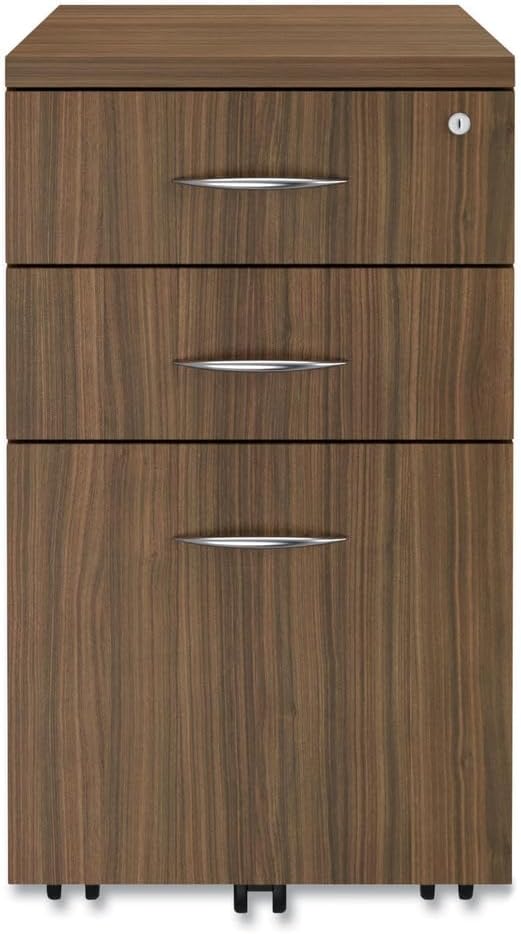 Alera Alera Valencia Series Mobile Pedestal File, Left/Right, 3-Drawer: Box/Box/File, Legal/Letter, Walnut, 15.88 X 20.5 X 28.38