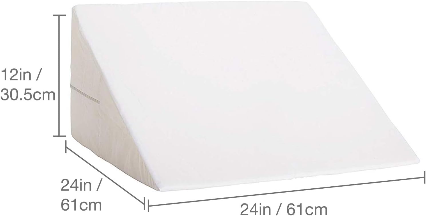 DMI Bed Wedge Pillow and Triangle Wedge with Elevated Incline for Neck Pain, Headaches, Shoulders, Back Pain, Foot Support, Knee Pain or Restless Leg Syndrome, 24x24x12 inches, White (Pack of 1)