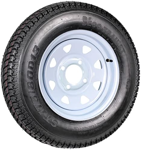 eCustomrim 2-Pack Trailer Tire Rim Assembly ST175/80D13 LRC 4 Lug White | 175/80 D 13 Inch Load Range C 6 Ply Tire