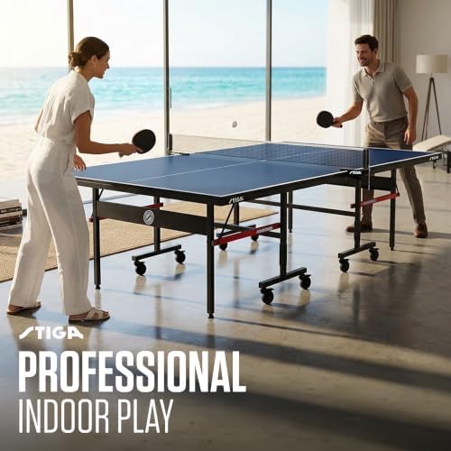 STIGA Advantage Series Indoor Ping Pong Table, Foldable Table Tennis Table - 13, 15, 18, and 25mm Tabletops - Quickplay 10 Minute Assembly - Playback Mode - Recreational- to Tournament-Level