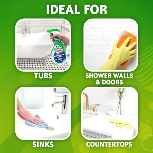 Scrubbing Bubbles Mega Bathroom and Shower Cleaner Spray, Foaming Action Removes Limescale and Soap Scum, Rainshower Scent, 32oz