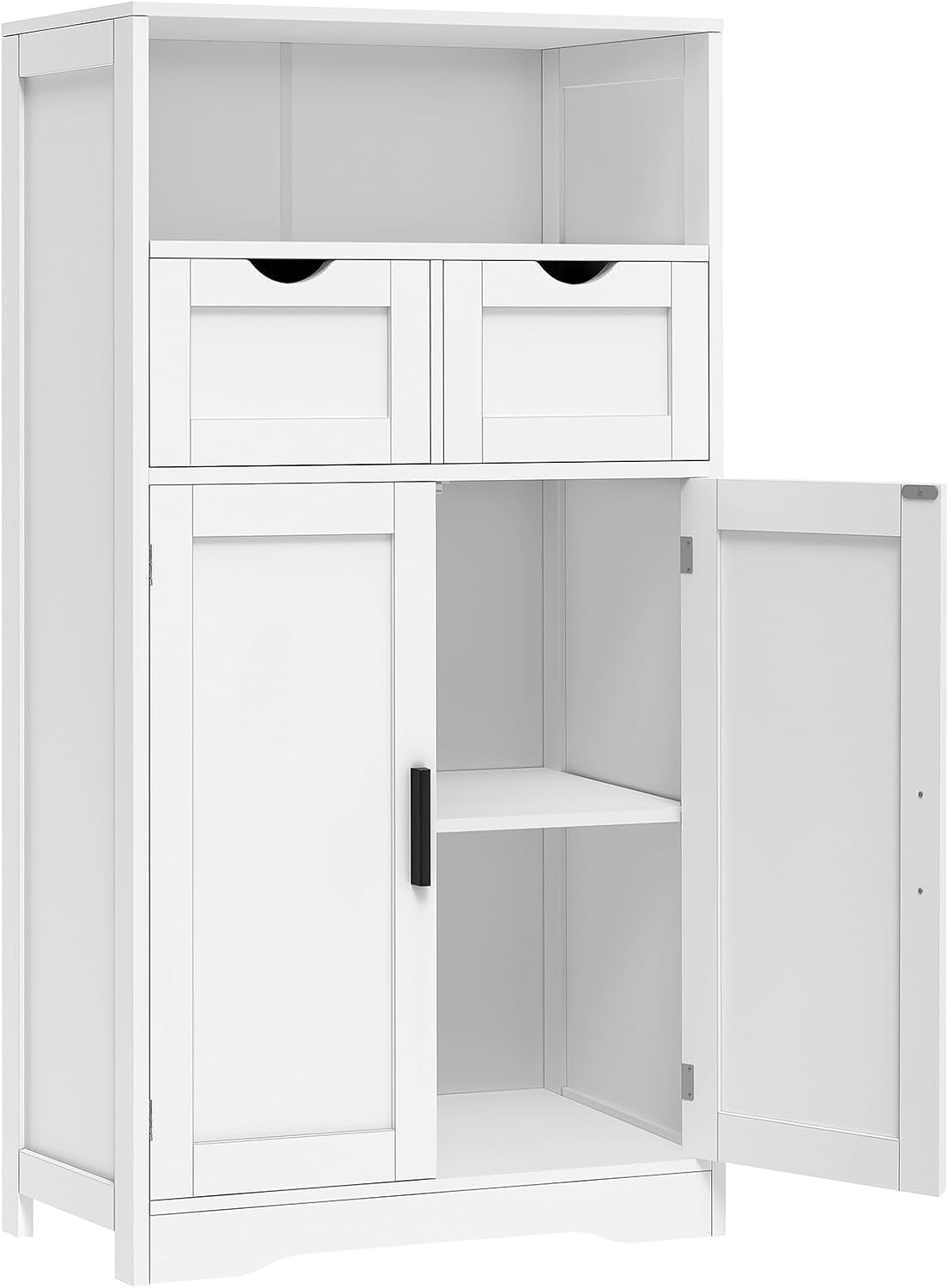Iwell Storage Cabinet with 2 Drawers & Adjustable Shelves, Cupboard, Floor Cabinet for Living Room, Home Office, Rustic Brown