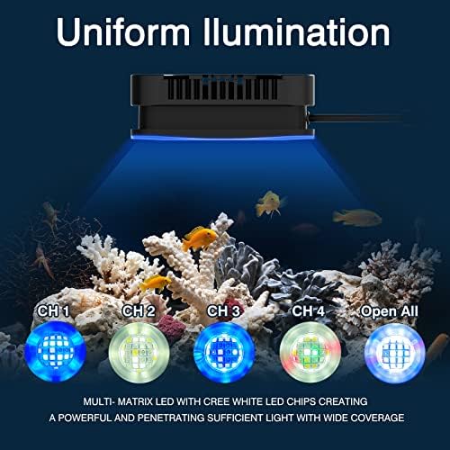 Lominie LED Aquarium Light, Planted Tank Light 4 Channels Remote Control 6500K Aquarium LED Lamp for Freshwater Fish Tank Refugium with Gooseneck (A20 Freshwater)