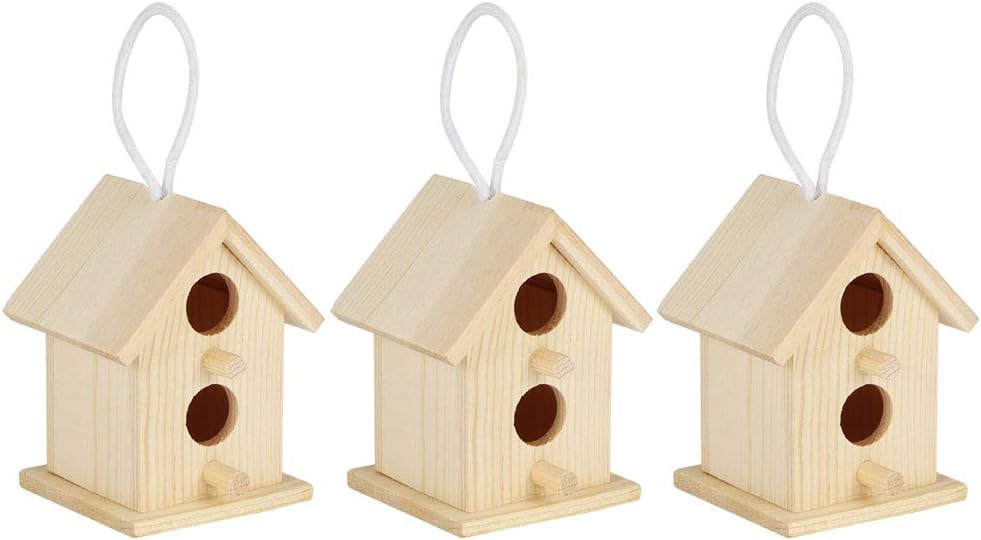 Meiyya Unfinished Birdhouse to Paint for Birdwatching with Perch, MoistureResistant Bird Nests