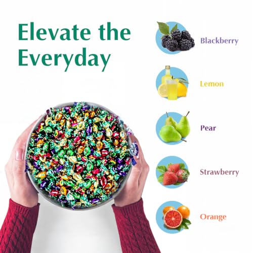 GLITTERATI Fruit & Berry Medley Italian Mini Hard Candies, Individually Wrapped Gourmet Candy, Natural Fruit Flavors, Vegan, Gluten Free, Non-GMO, 14 Oz Bag, 400 Count