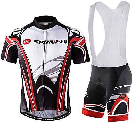 sponeed Men's Cycling Jersey and Bib Short Suit Bicycle Wear Padded Bike Tights
