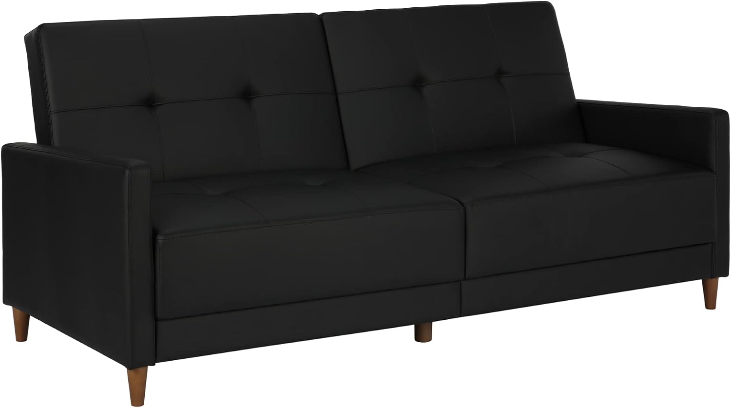 DHP Andora 76 Inch Futon Sofa Bed, Modern Upholstered Couch Sleeper with Button Tufted Back and Seat, Navy